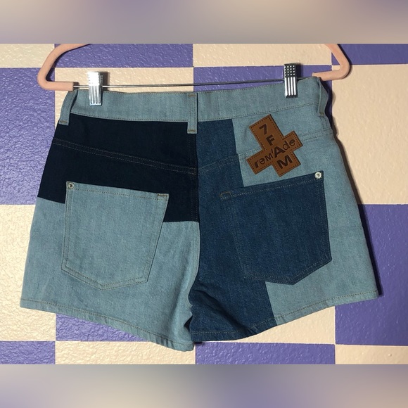 NWOT Marques Almeida x 7 For All Mankind Denim Patchwork Shorts Rem’ade Limited - Picture 3 of 7